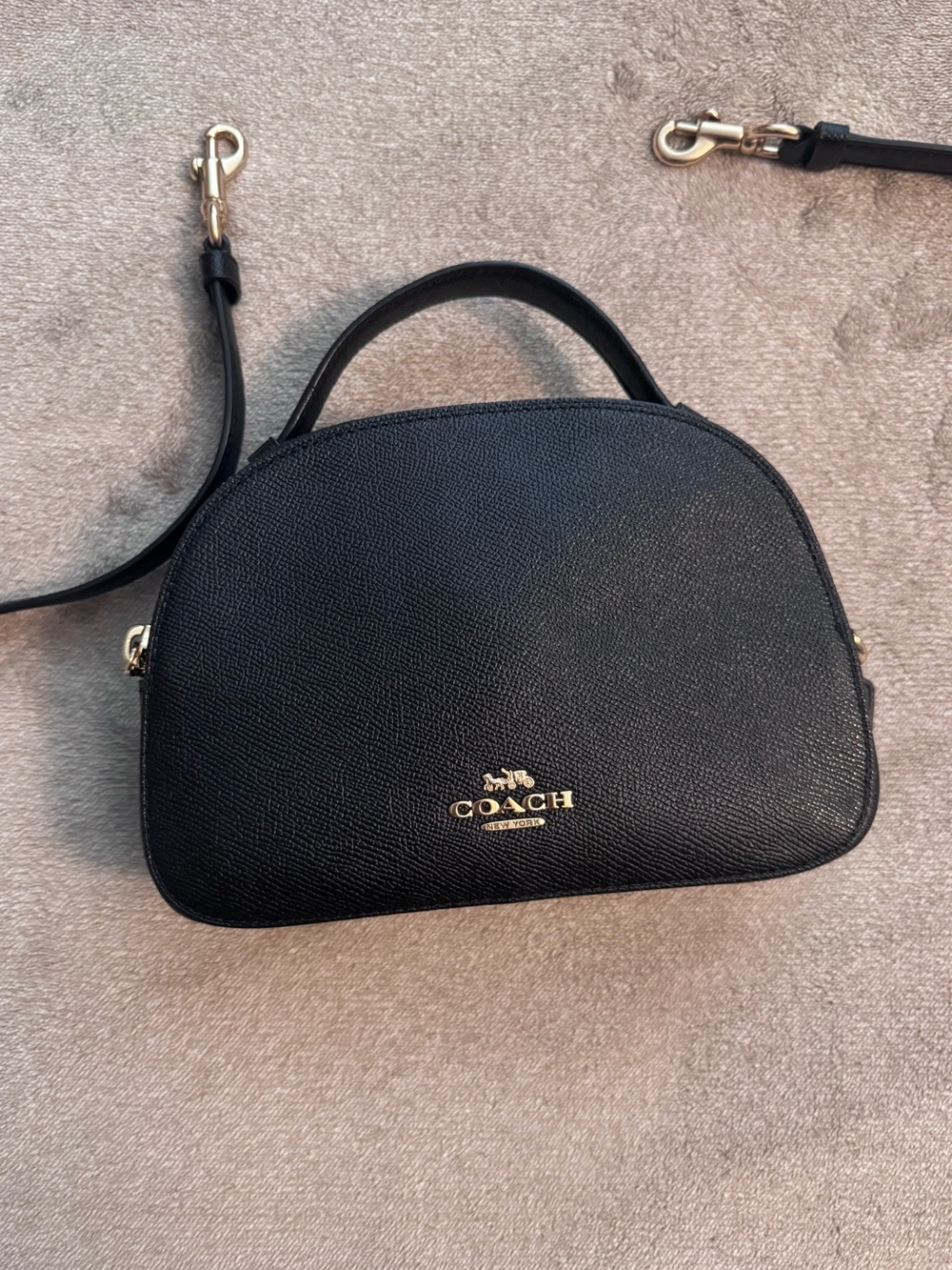 Coach Black Pebbled Leather Crossbody Mini Dome